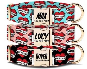 Mama's Boy Dog Collars, Mama's Girl Dog Collars, Funny Dog Collars, Personalized Dog Collars, Tattoo Dog Collars, Dog Mom Gift