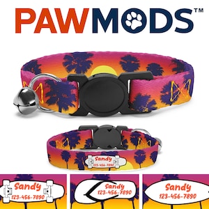 Palm Tree Cat Collar Personalized Cat Collar Hawaiian Cat Collar Custom Cat Collar with Name Tropical Cat Collar Girl Kitten Collar Boy Gift