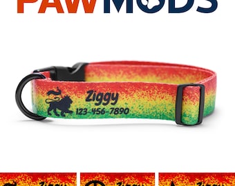 Rasta Dog Collar Personalized Dog Collar Reggae Dog Collar Boy Custom Dog Collar with Name Jamaica Dog Collar Girl Rastafari Dog Mom Gift