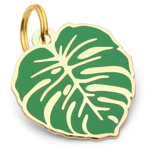 Pet ID Tag Monstera Leaf Dog Tag, Topical Enamel Dog Tag For Dogs, Pet Name Tags, Free Personalized Engraving, Funny Dog Tags, Dog Gift