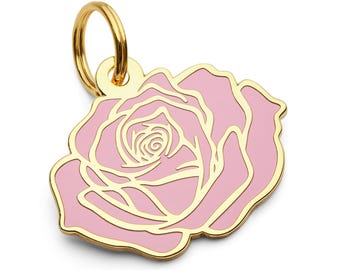 Pet ID Tag Rose Dog Tag, Flower Enamel Dog Tag For Dogs, Pet Name Tags, Free Personalized Engraving, Funny Dog Tags, Dog Gift