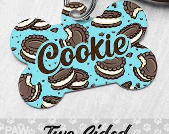 Cookie Dog Tag, Sandwich Cookie Dog Tag Personalized, Dessert Pet Tag, Custom Dog Tag, Dog ID Tag, Pet ID Tag, Double Sided Dog Tag, Gift