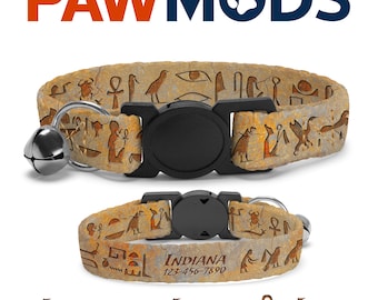 Hieroglyphics Cat Collar Personalized Egyptian Cat Collar Hieroglyphs Custom Cat Collar with Name Ancient Egypt Cat Collar Cat Mom Gift