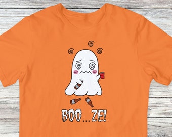 BooZe Shirt - Grappig Halloween Shirt - Halloween Cadeau - Halloween TShirt - Cute Ghost Shirt - Nieuwigheid T-shirt - Hand getrokken Shirt