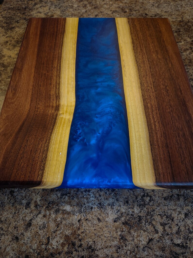 Blue Acacia Epoxy Resin Cutting/charcuterie/serving Board Etsy
