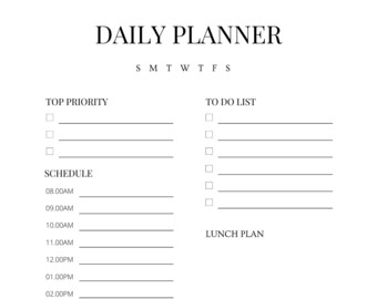 Daily Planner Printable, Minimalist Daily Schedule, Day at a Glance ...