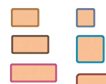 Peut inclure: Six cadres rectangulaires de différentes tailles avec un fond beige et des bordures de couleurs variées. Les cadres sont de couleur marron, bleu, rose, rouge et marron.