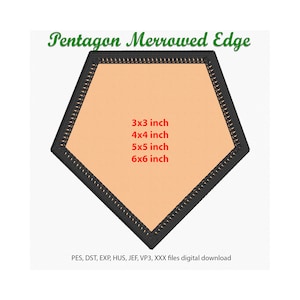 Faux Merrow Merrowed PENTAGON Rand Umrandung Applikation Patch digitale Stickdatei Download