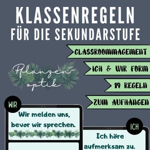Our class rules - plant theme - WE & ME form - classroom management - instant DOWNLOAD - school
