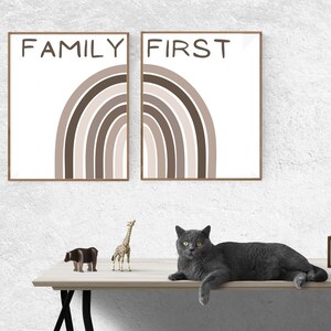 Family First Printable Wall Art | Instant Download Digital Wall Art DIY | Minimalist Lineart Vintage Abstract Wall Home Decor