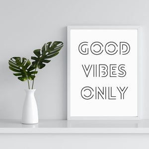 Good Vibes Only Wall Art / Descarga instantánea Digital Wall Art DIY / Minimalista / Vintage Abstract Wall Home Decor / Amarillo / Sala de estar