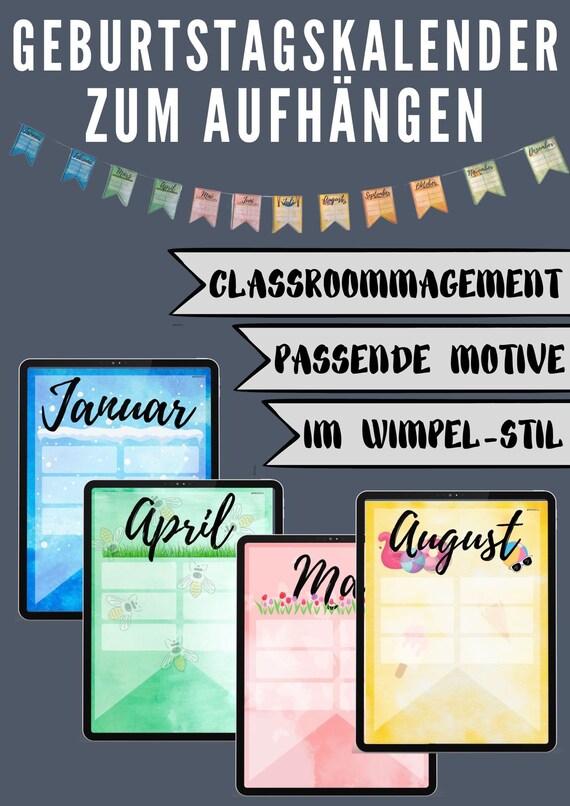 Klassenzimmer-Kalender Set Mit Taschen – 120-teilig, Mit Jahreszeiten, Wetter & Feiertagen, Für Schule & Zuhause