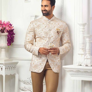 Costume prince crème : robe jodhpuri de mariage indien pour homme