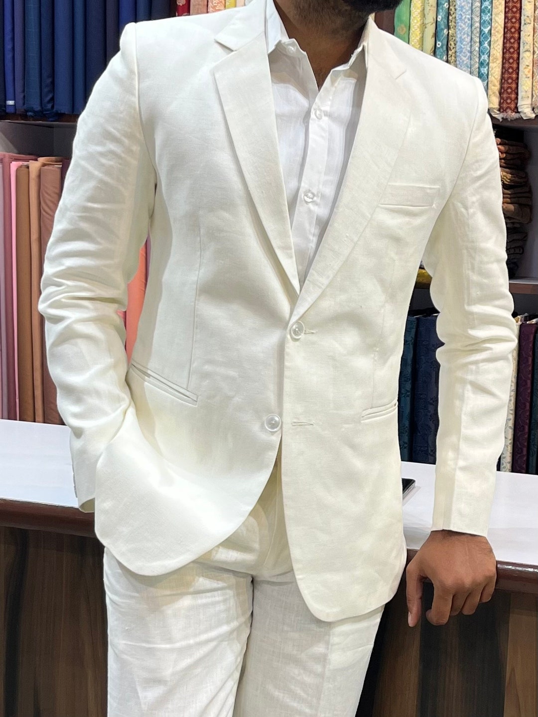 Men Linen Cream Suit Luxury Stylish Look Premium Man Suit Etsy