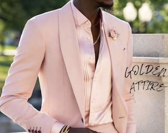 Custom Blush Pink Bräutigam Anzug, zweiteiliger Hochzeitsanzug für Männer