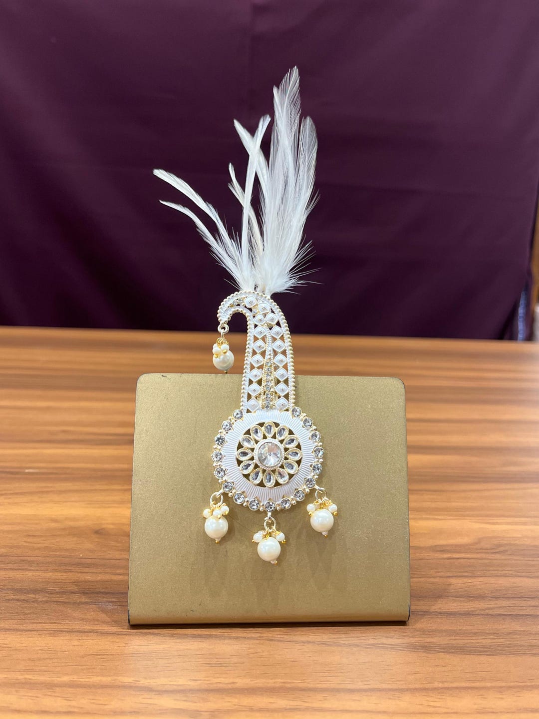 Ivory Groom Kalangi Kalgi Set Stone Detailing Turban Jewelry