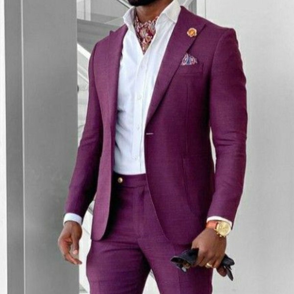 Suits For men, Purple Suits, Men Suits, 2 piece Suits, One Button Suits, Dinner Suits, Wedding, Groom suit, gift for men, bespoke suit,