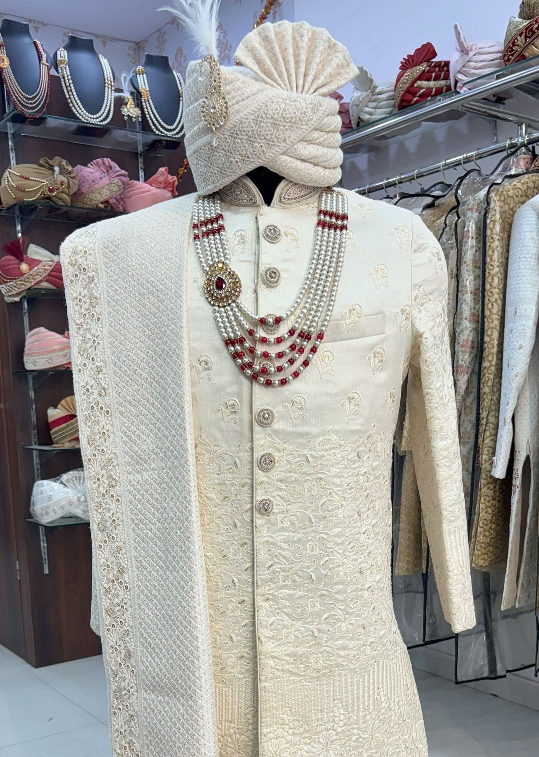 Bengali Wedding Biyer Sherwani Buy Superb White Sherwani Groom