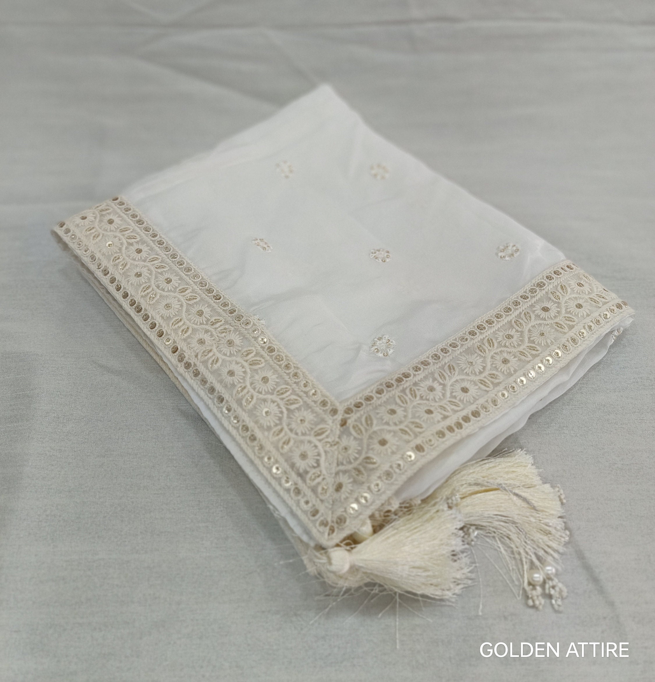 White Wedding Shawl for Groom: Indian Sherwani Stole