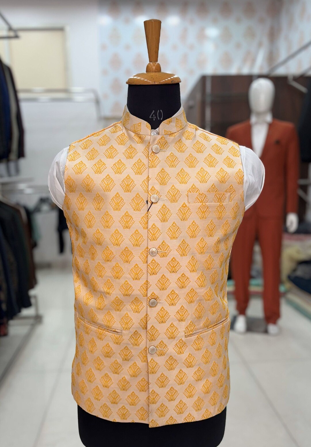 Nehru Jacket for Men Beige Modi Jacket Nehru Jacket Nehru Jacket for Wedding Groom Nehru Jacket Printed Nehru Jacket Waistcoat Etsy UK