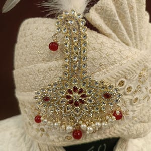 Broche turban de marié indien : Dhula Kalangi en perles