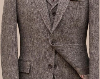 Tweed Suit For men, Men Suit, 3 piece Suit, 2 Button Suit, Tuxedo Suit, Dinner Suit, Wedding Suit, Groom suit, Bespoke Suit, Reception Suit,