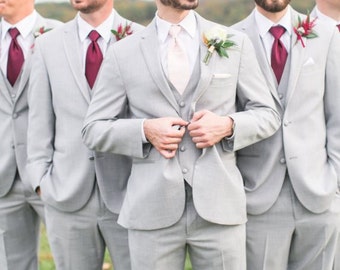 Men Suits light grey Suits, three piece Suits, Wedding Suit, Slim Fit Suit -Bespoke Suit, gift for men, Groom Suits, Prom, Two Button Suits,