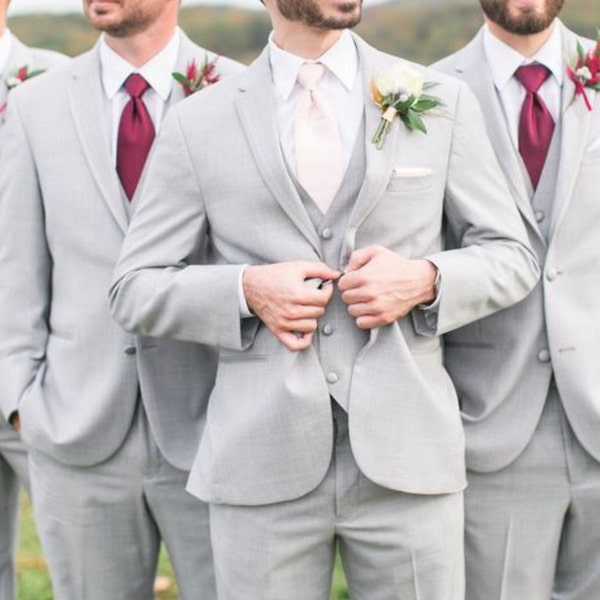 Men Suits light grey Suits, three piece Suits, Wedding Suit, Slim Fit Suit -Bespoke Suit, gift for men, Groom Suits, Prom, Two Button Suits,