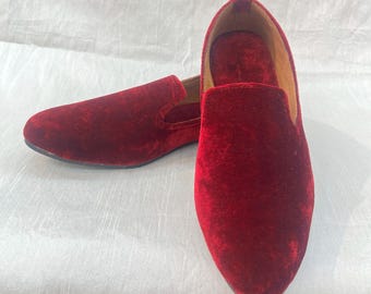 Maroon Velvet Groom Jutti, Wedding Mojari Shoes for Men