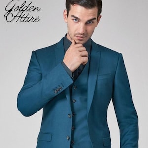 Classic 3-Piece Suit: Bespoke 2-Button Dinner Wedding Groom Suit