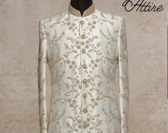 Embroidered Men's Sherwani: Luxury Ethnic Wedding Groom Outfit