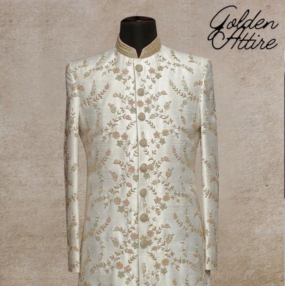 Embroidered Men's Sherwani: Luxury Ethnic Wedding Groom Outfit