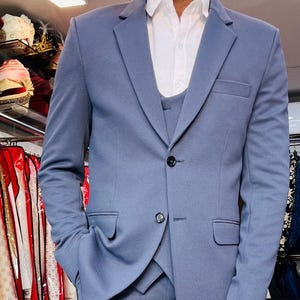 Blue 3-Piece Suit: Slim Fit Two-Button Wedding Groom Suit
