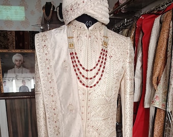 Thread Embroidered Groom Sherwani, Indian Wedding Outfit