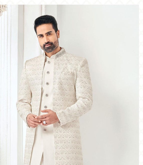 The Groom Dress For Weddings Ivory Sherwani For Groom, Ivory