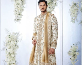 sherwani for men, Luxury Stylish Look Premium Men Sherwani, Ethnic Wedding Wear Embroidered Sherwani,