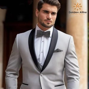 Light Grey Tuxedo Suit: Terry Rayon Shawl Lapel - Customizable