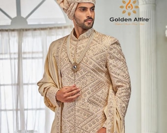 Handcrafted Indian Wedding Sherwani, Groom Outfit