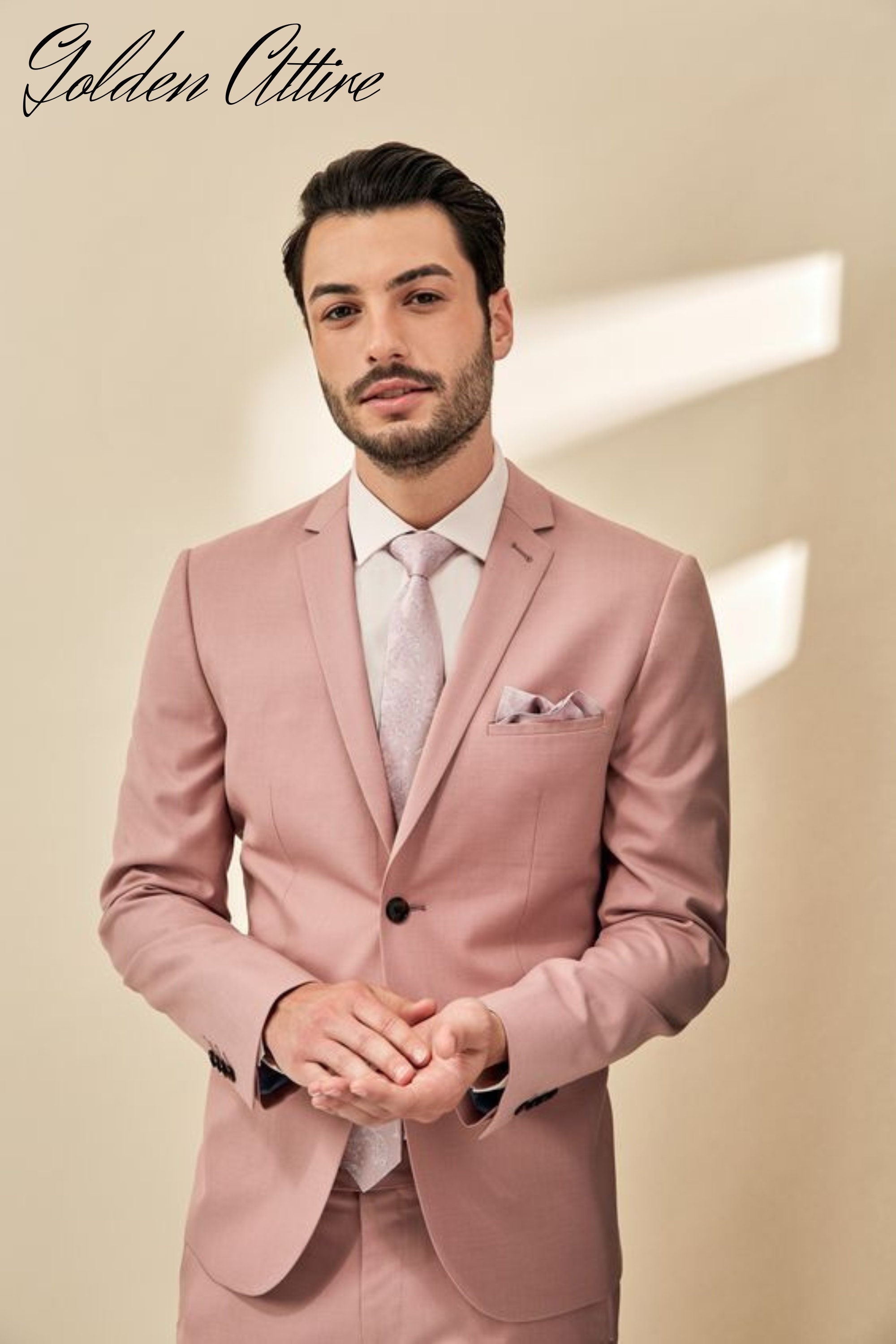 men's suit to match rose gold dress Mens Rose Gold Sequin Tuxedo Jacket With Black Satin Shawl Lapel and Matching Bow Tie
