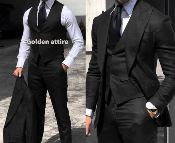 Suits for Men Black Suits Men Suits 3 Piece Suits Slim Fit Suits One Button Suits Dinner Suits Wedding Groom Suits Gift for Men Etsy UK