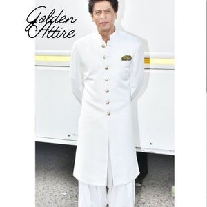 White Sherwani: Groom Wedding Dress, Indo Western Style