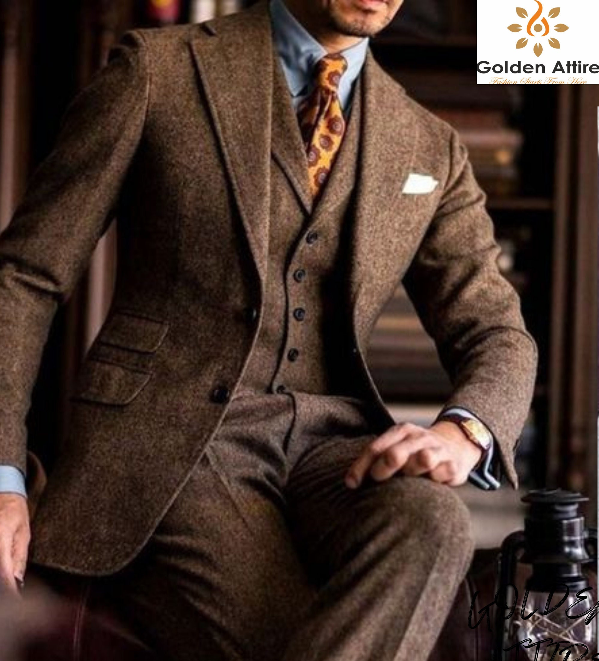 Rust Tweed Suit: Men's 3-piece Ethnic Wedding Suit - Etsy