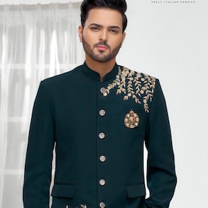Green Jodhpuri Suit: Indian Wedding Groom Outfit