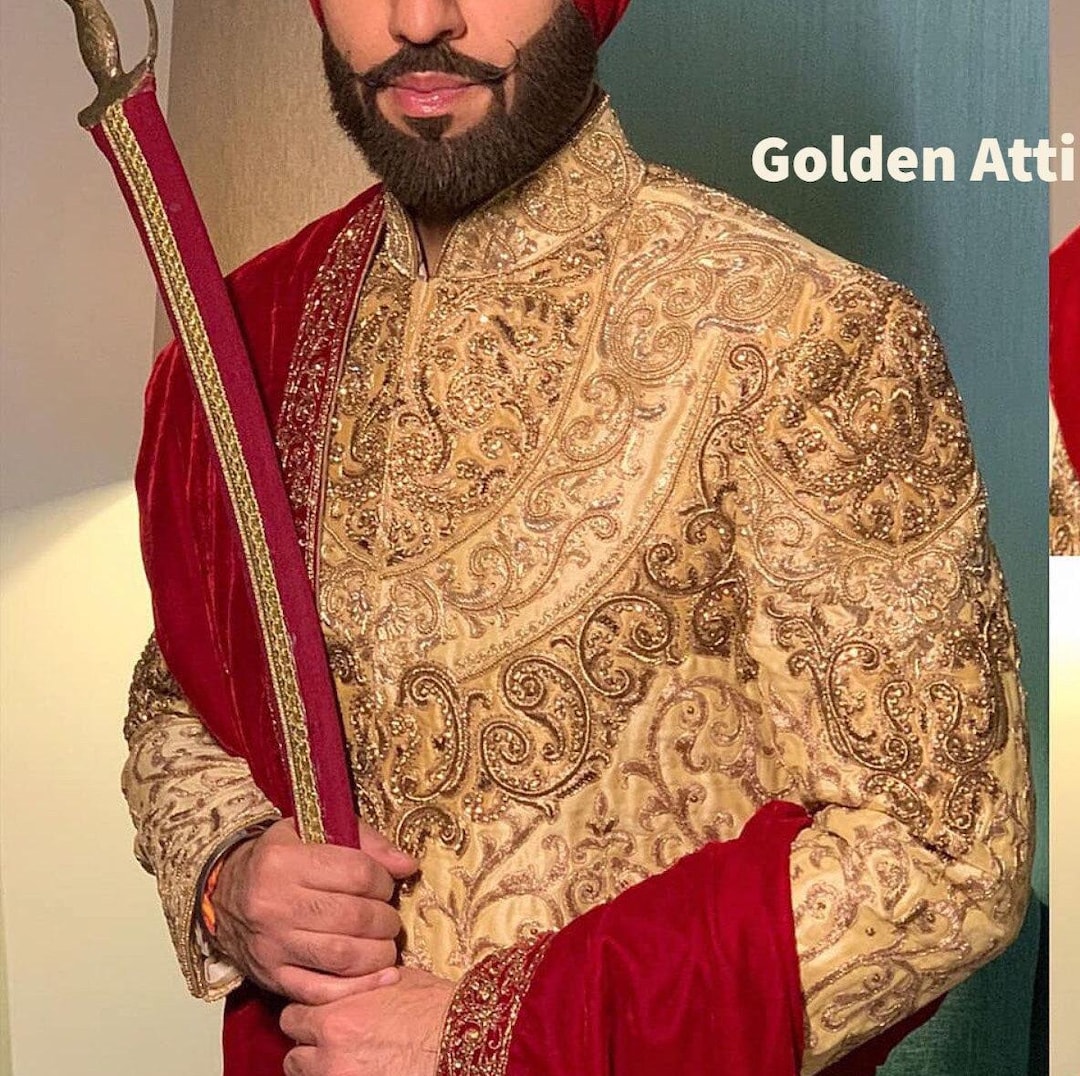 Royal Men Copper Gold Sherwani