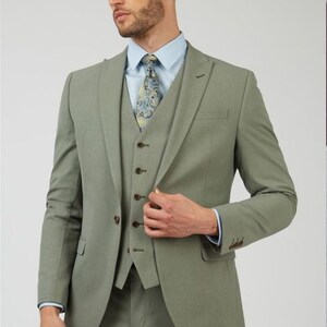 Traje verde de tres piezas: traje de boda personalizado para hombre