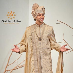 Uber Rich Sherwani For Men, premium sherwani, Groom Outfit, Groom Sherwani, Sherwani set, Indian wedding Sherwani, sherwani for groom,