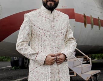 Rajputana White steadfast Sherwani for Men