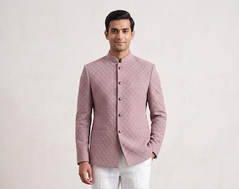 Dusty Rose Bandhgala Jodhpuri Suit for Men