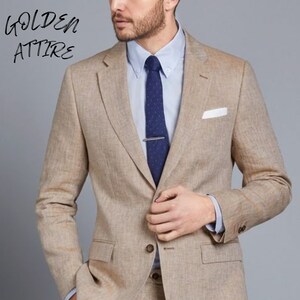 Linen Suit for Men: Two-Button Bespoke Wedding Groom Suit