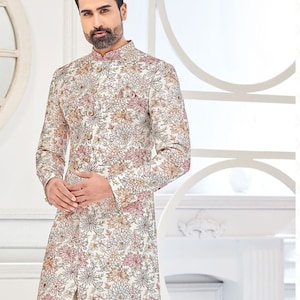 Floral Groom Sherwani: Indian Jodhpuri Wedding Outfit
